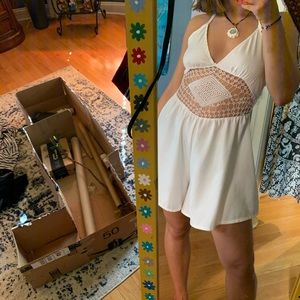 Cute boho white romper